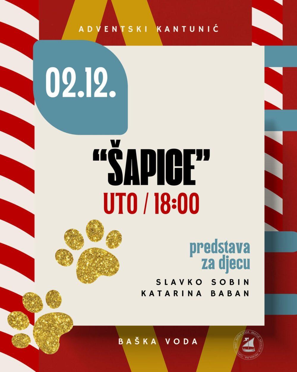 Adventski kantunić u Baškoj Vodi: danas u 18 sati dječja predstava Šapice