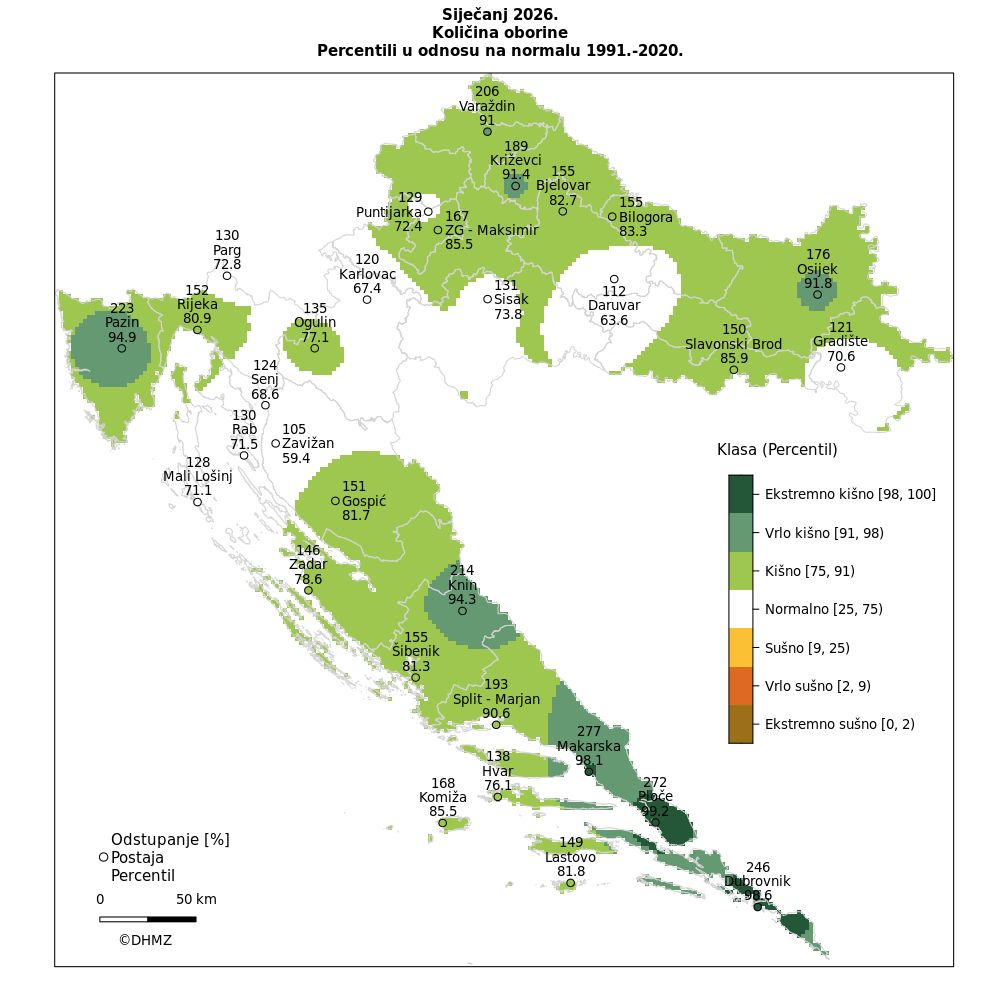 Iznadprosječne oborine obilježile siječanj u Makarskoj, Vrgorcu i Imotskom