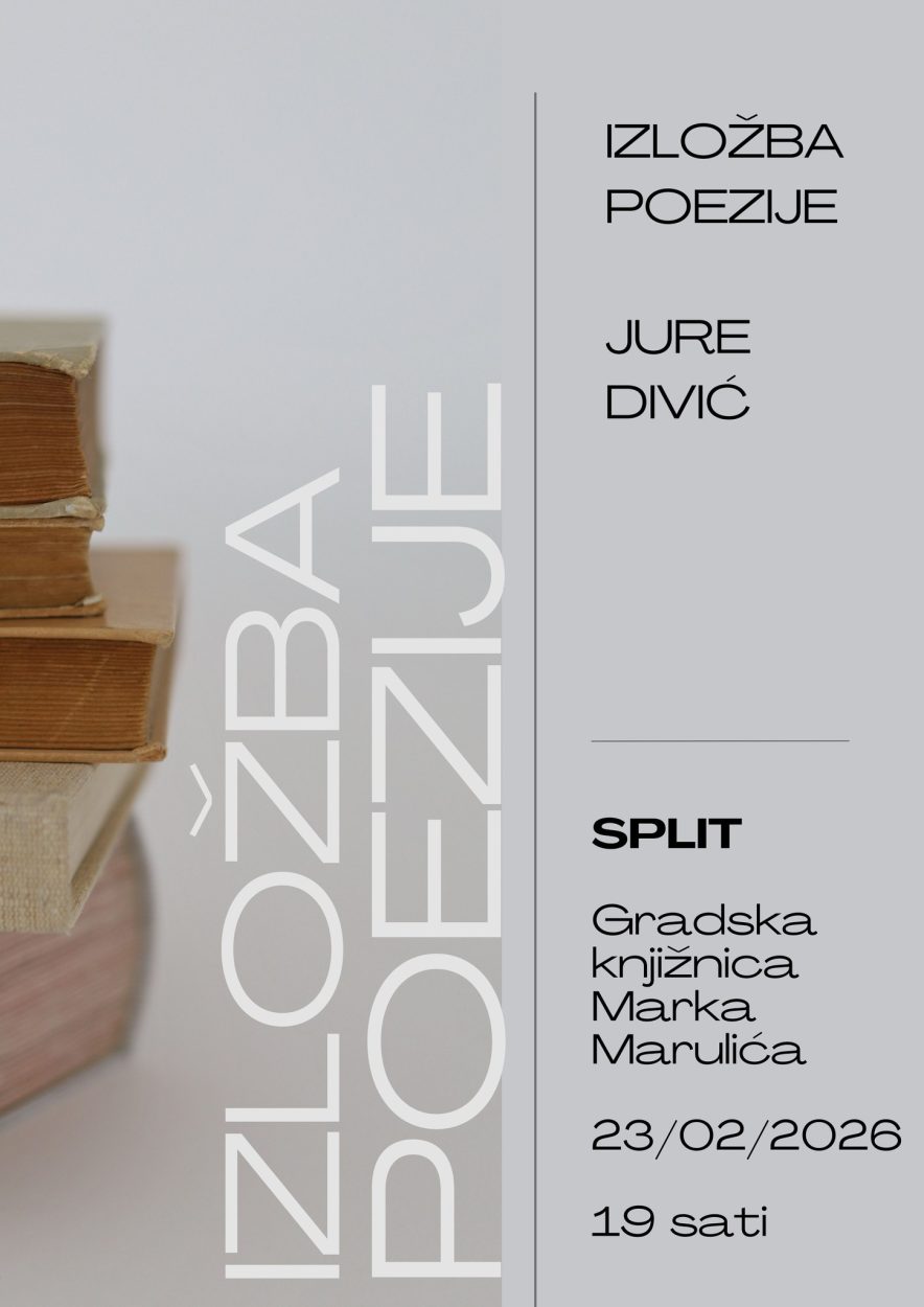Izložba poezije Jure Divića 23. veljače u Splitu, Ruta poezije seli u Gradsku knjižnicu