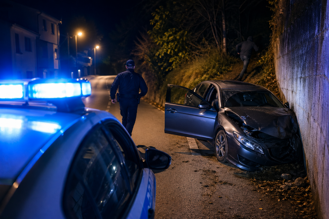 Bježao policiji pa se zabio u zid kod Gradca i pokušao pobjeći u šumu