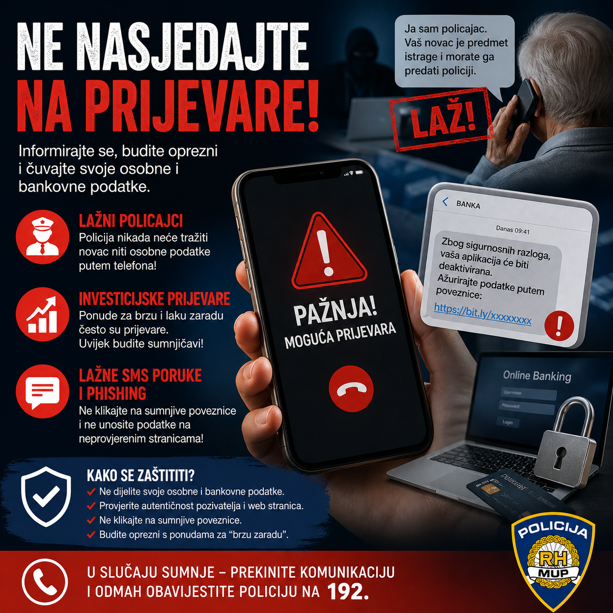 Lažni policajci, SMS poruke i “brza zarada” Građani ostali bez desetaka tisuća eur