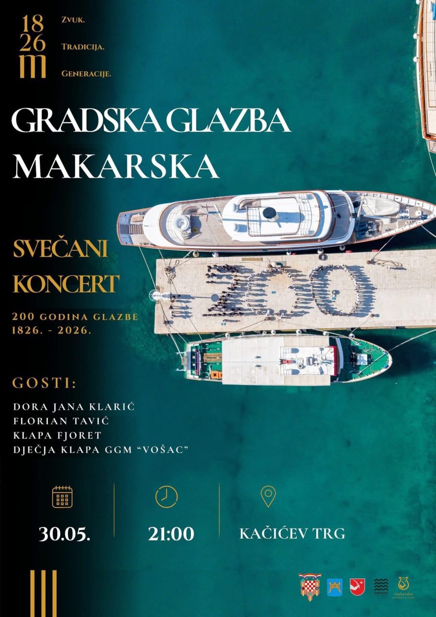 SUBOTA 30.5. U 21 SAT Gradska glazba Makarska održava svečani koncert za 200 godina djelovanja