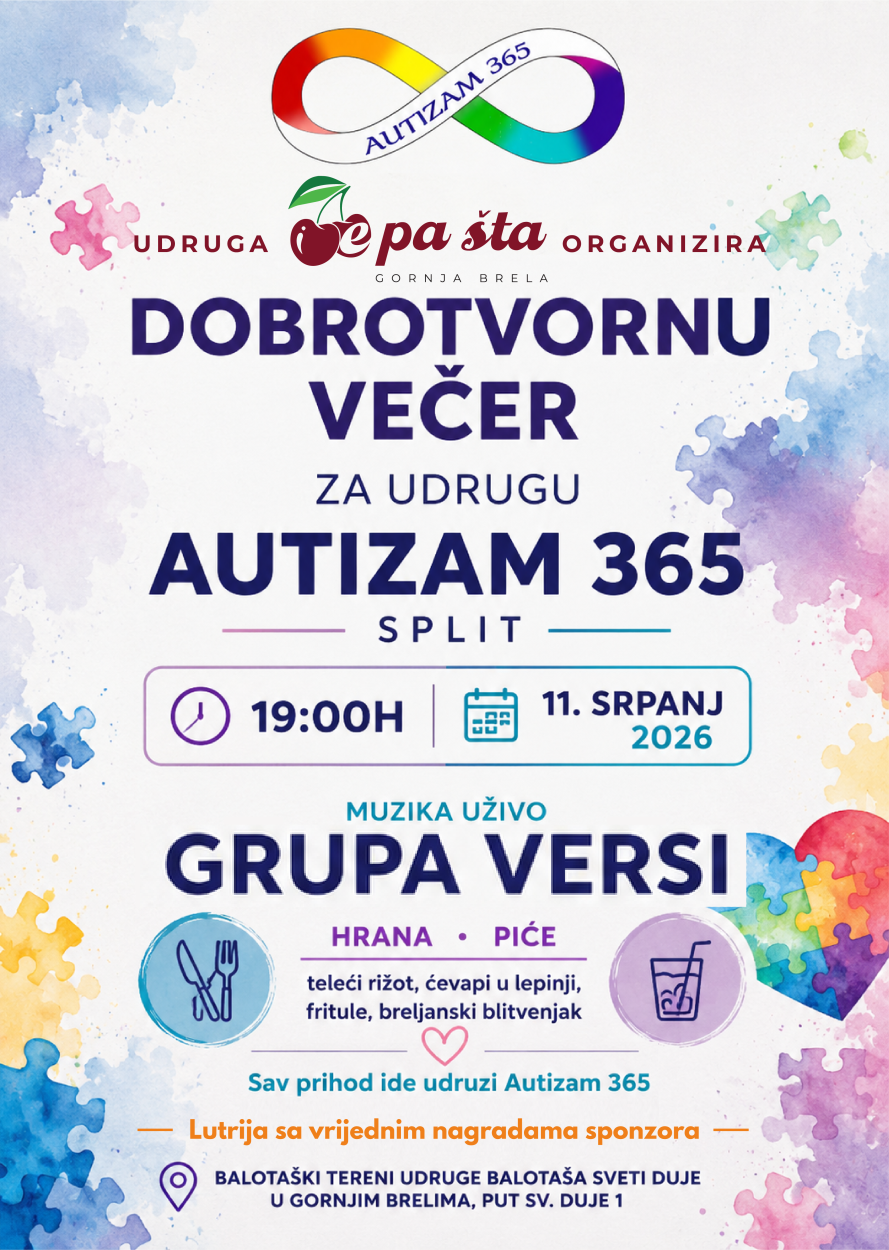 Dobrotvorna večer u Gornjim Brelima za udrugu Autizam 365 Split