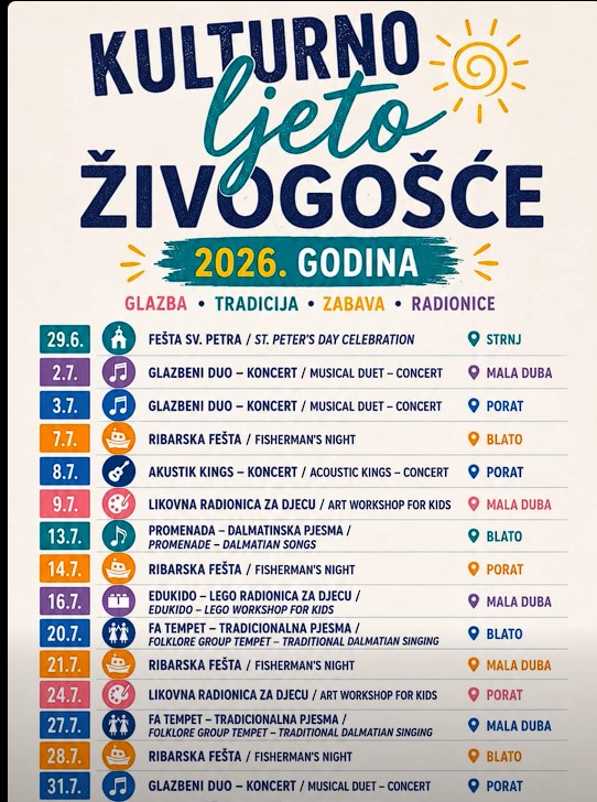 Promenada – Dalmatinska pjesma, Blato – 13. srpnja u 20:00 h