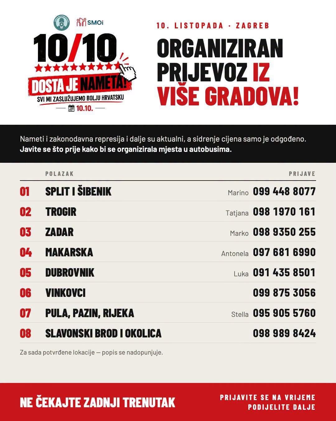 Iz Makarske organiziran prijevoz na prosvjed iznajmljivača i poduzetnika u Zagrebu